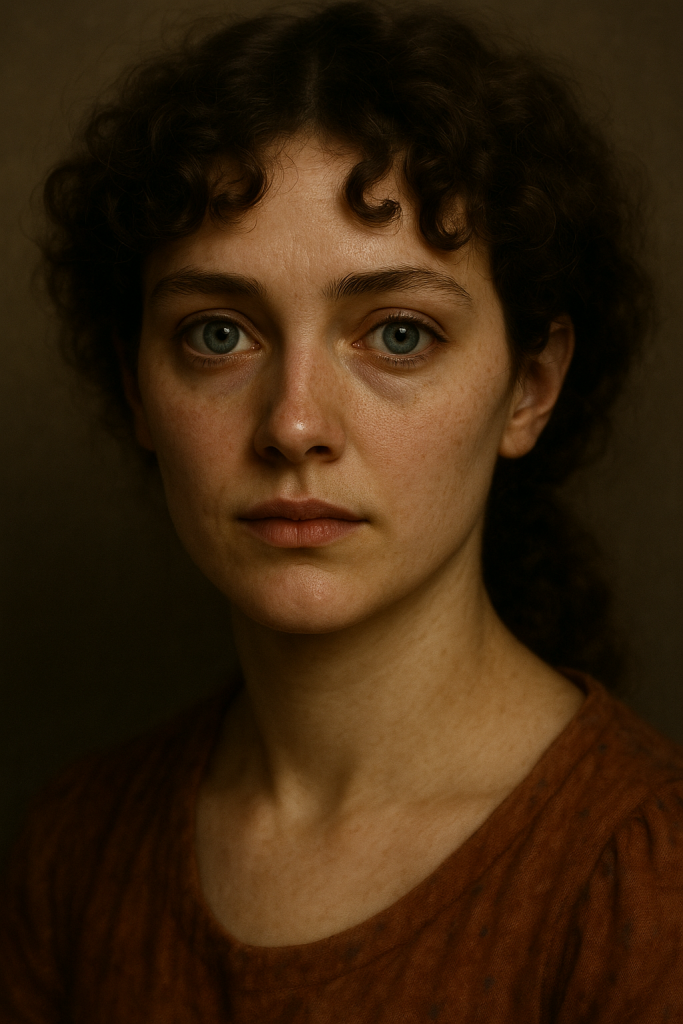 A photorealistic close-up portrait of a woman
