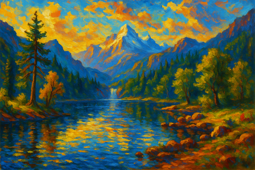 Convert the photo into an oil painting, with bold strokes and high saturation