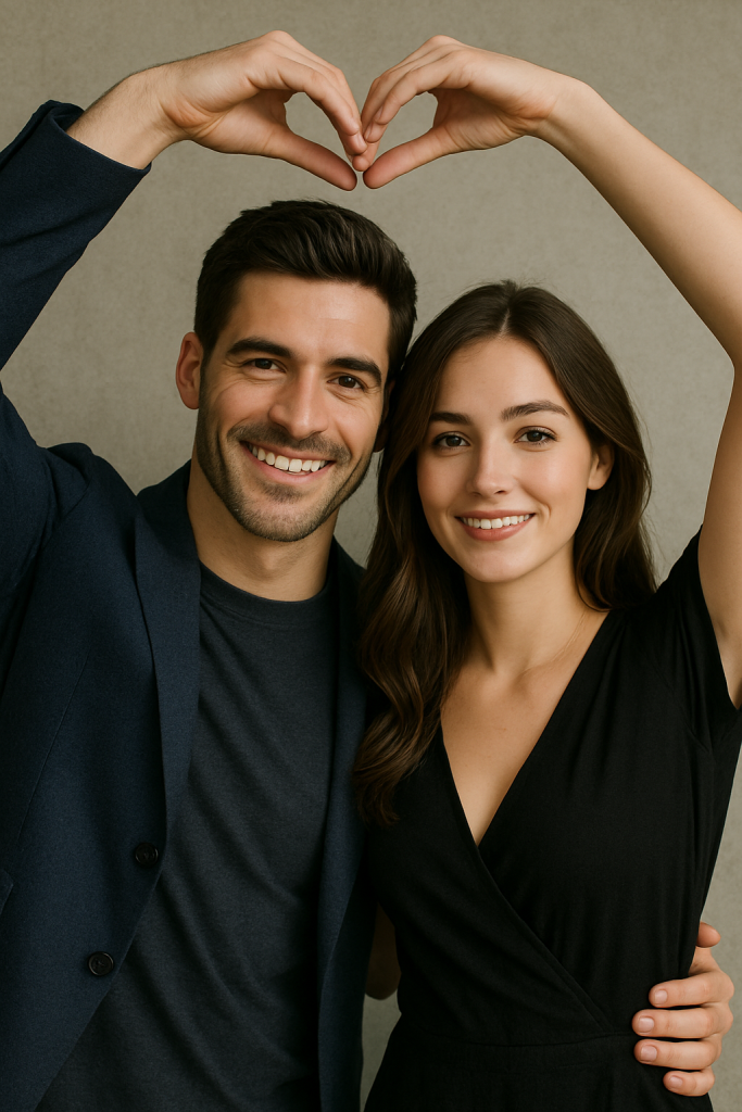 Couple making heart shape