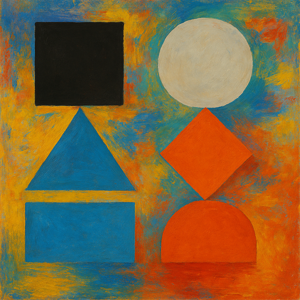 Create a colorful abstract painting with geometric shapes inspired by the photo
