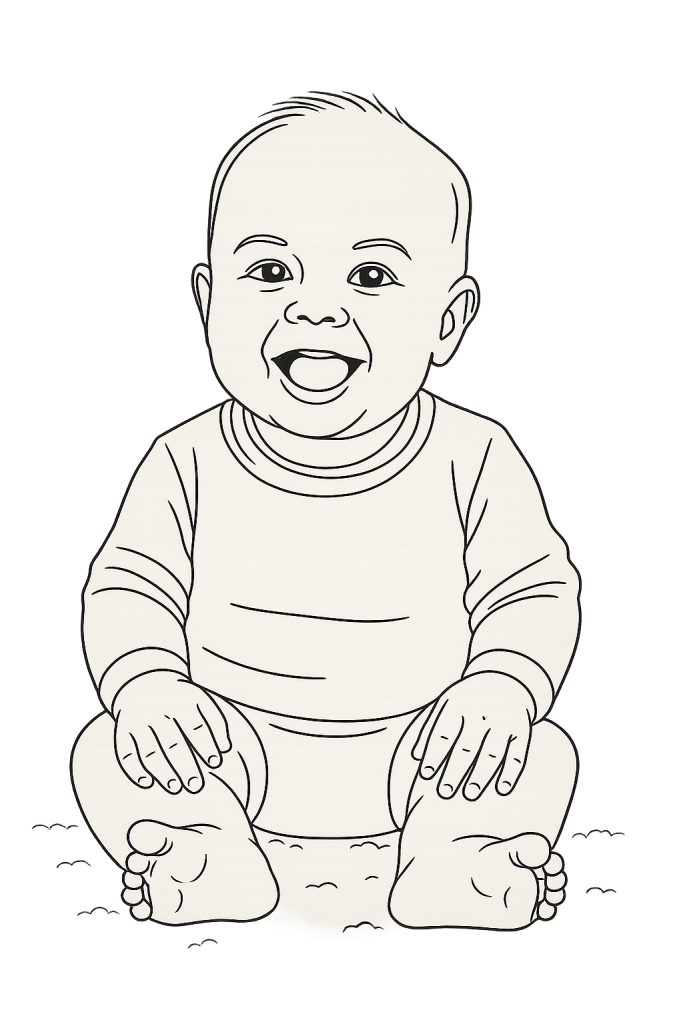 Create a minimalist line drawing of the person, focusing on contour lines only