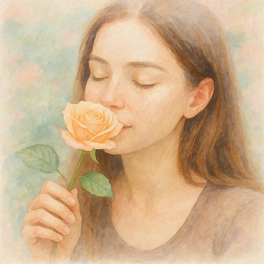 Create a soft watercolor portrait of the subject, using pastel colors on textured paper