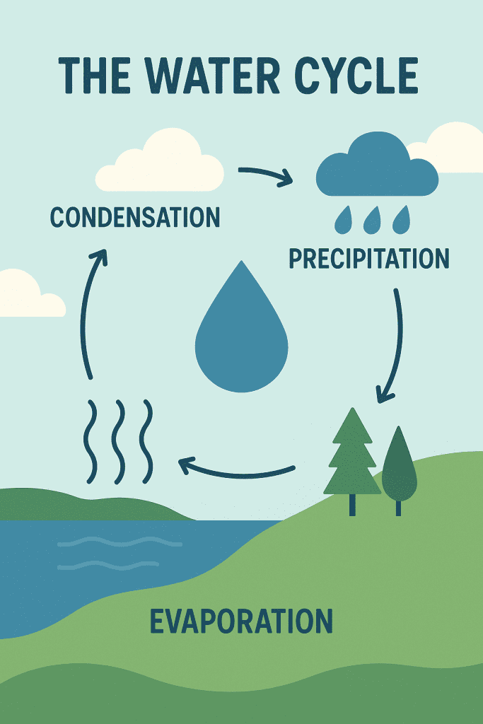 Educational infographic about the water cycle
