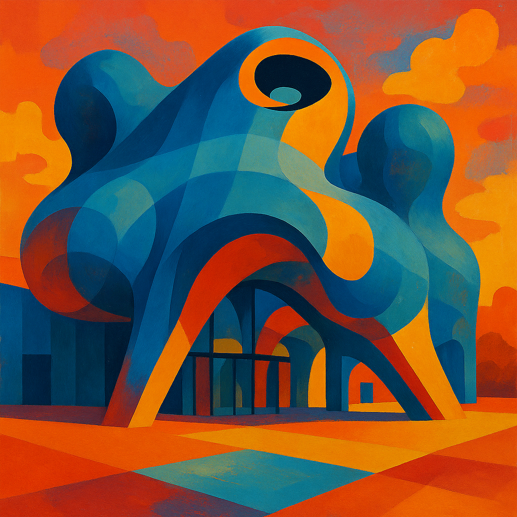 Generate an abstract art version of this scene, focusing on shapes and colors rather than realistic form