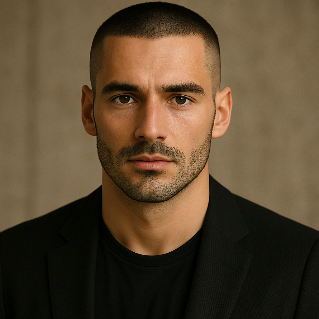 buzz cut with a low skin fade