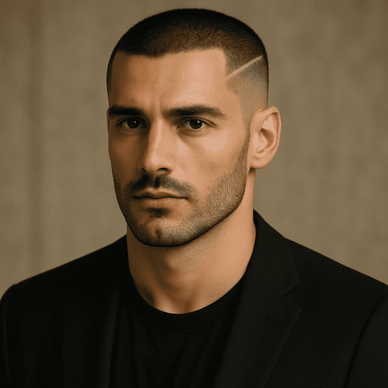 buzz cut with a shaved line design on side