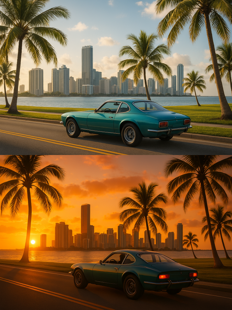 A photorealistic image blending elements of travel and nature from this collage