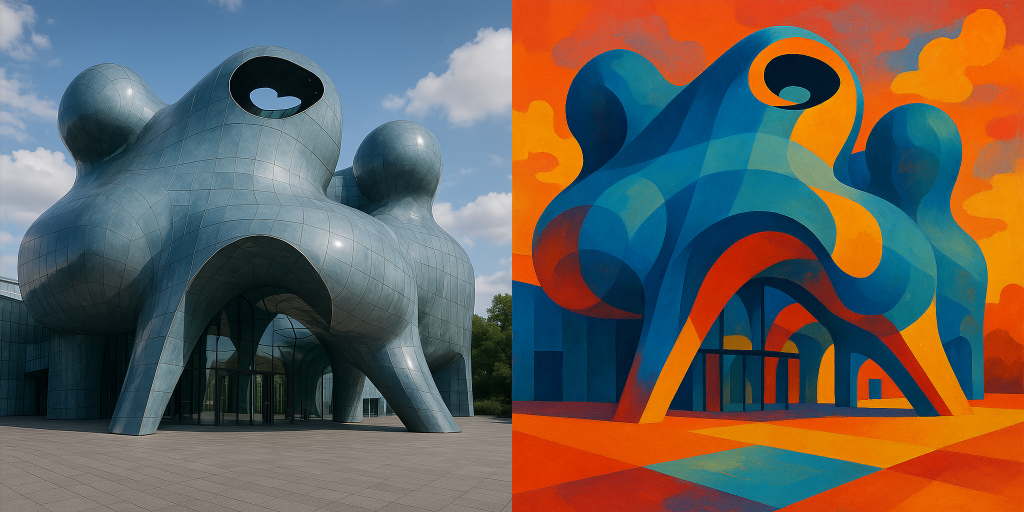 Generate an abstract art version of this scene, focusing on shapes and colors rather than realistic form