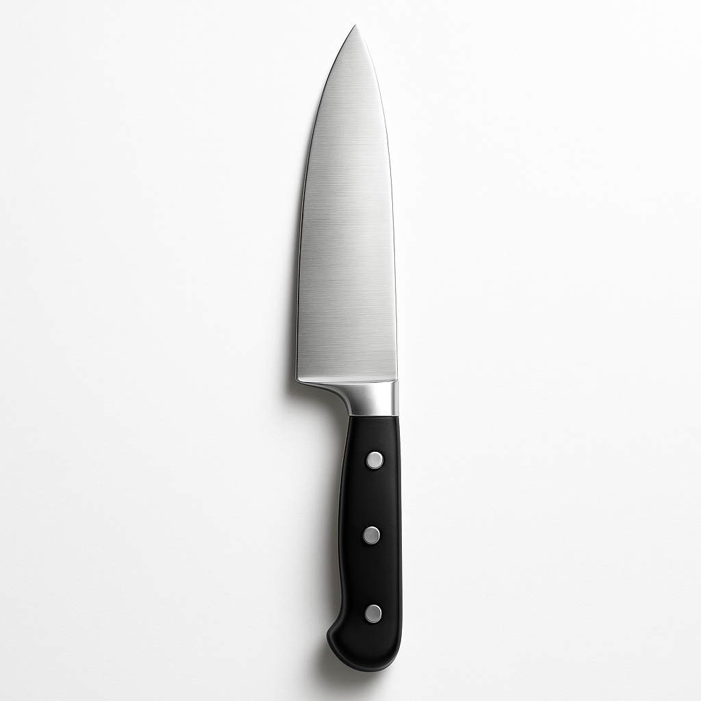 High-quality product photo of a stainless steel chef's knife