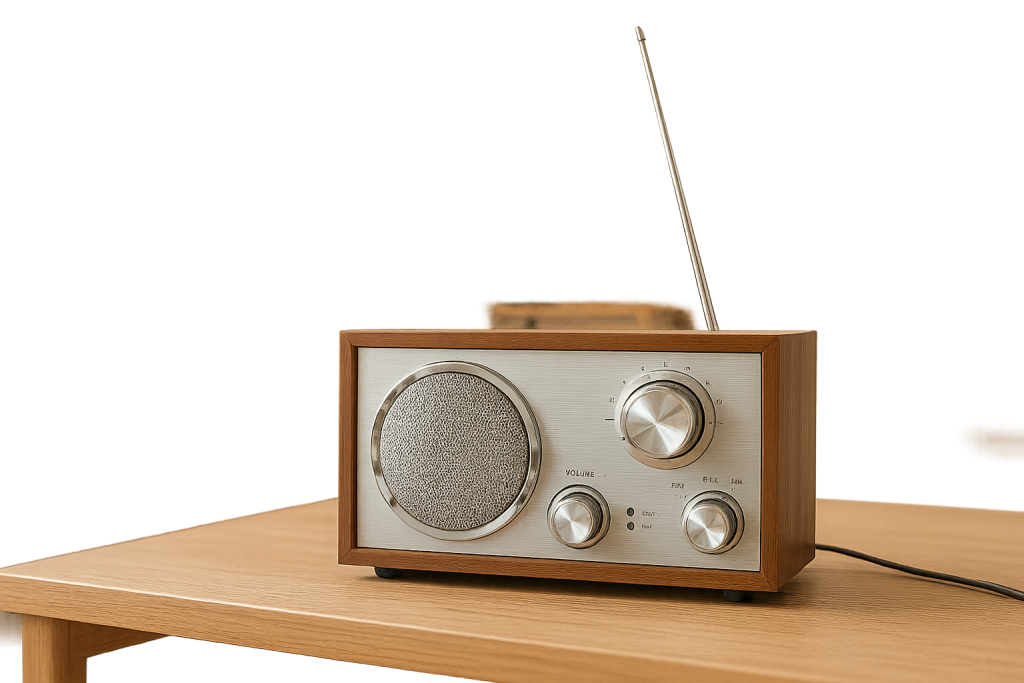 Replace the background of this uploaded speaker image with a modern living room setting
