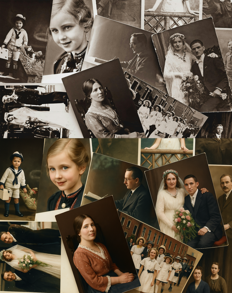 Restore and colorize this vintage family portrait