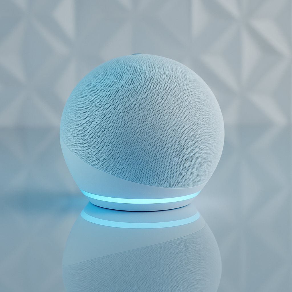a three-quarter perspective of speaker, showing both front and side